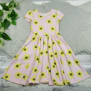 Dot Dot Smile Yellow Daisy Floral Print T-Shirt Cap Dress Little Girls Size 8/10